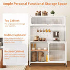 Meuble buffet Okak avec rangement, buffet haut avec portes vitrées et étagères réglables, placard de rangement pour cuisine et salle à manger