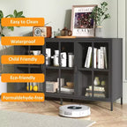 Meuble buffet Okak avec rangement, buffet haut avec portes vitrées et étagères réglables, placard de rangement pour cuisine et salle à manger