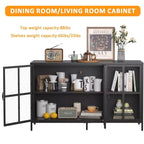 Meuble buffet Okak avec rangement, buffet haut avec portes vitrées et étagères réglables, placard de rangement pour cuisine et salle à manger