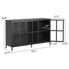 Meuble buffet Okak avec rangement, buffet haut avec portes vitrées et étagères réglables, placard de rangement pour cuisine et salle à manger
