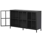 Meuble buffet Okak avec rangement, buffet haut avec portes vitrées et étagères réglables, placard de rangement pour cuisine et salle à manger