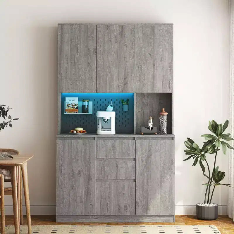 Okak 74 Buffet Autoportant avec Rangement, Armoire de Rangement Moderne avec Support Micro-ondes et Station de Recharge