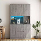 Okak 74 Buffet Autoportant avec Rangement, Armoire de Rangement Moderne avec Support Micro-ondes et Station de Recharge
