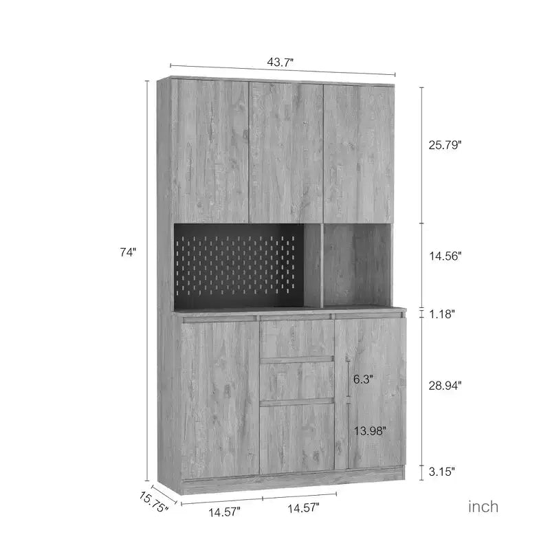Okak 74 Buffet Autoportant avec Rangement, Armoire de Rangement Moderne avec Support Micro-ondes et Station de Recharge