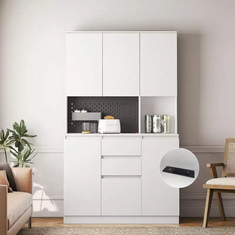 Okak 74 Buffet Autoportant avec Rangement, Armoire de Rangement Moderne avec Support Micro-ondes et Station de Recharge