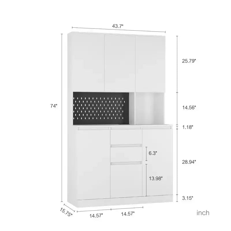 Okak 74 Buffet Autoportant avec Rangement, Armoire de Rangement Moderne avec Support Micro-ondes et Station de Recharge