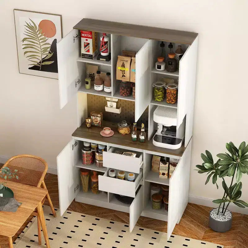 Okak 74 Buffet Autoportant avec Rangement, Armoire de Rangement Moderne avec Support Micro-ondes et Station de Recharge