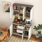 Okak 74 Buffet Autoportant avec Rangement, Armoire de Rangement Moderne avec Support Micro-ondes et Station de Recharge