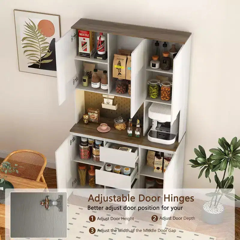 Okak 74 Buffet Autoportant avec Rangement, Armoire de Rangement Moderne avec Support Micro-ondes et Station de Recharge