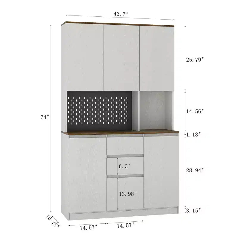 Okak 74 Buffet Autoportant avec Rangement, Armoire de Rangement Moderne avec Support Micro-ondes et Station de Recharge