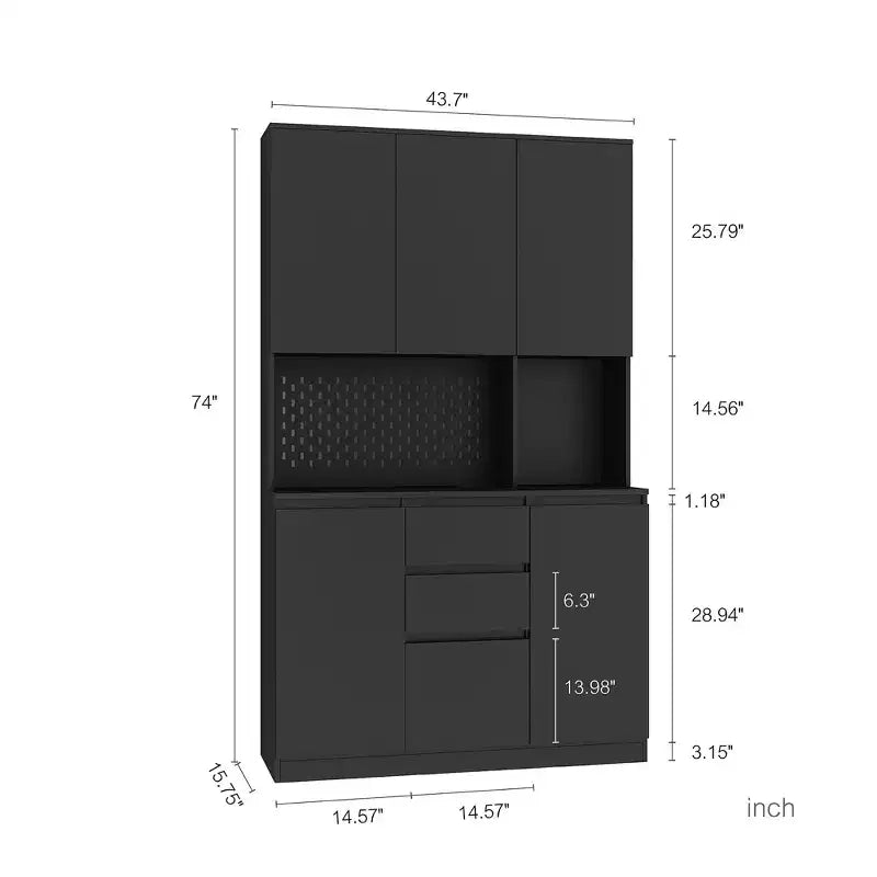 Okak 74 Buffet Autoportant avec Rangement, Armoire de Rangement Moderne avec Support Micro-ondes et Station de Recharge