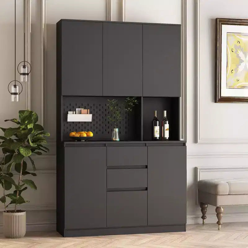 Okak 74 Buffet Autoportant avec Rangement, Armoire de Rangement Moderne avec Support Micro-ondes et Station de Recharge