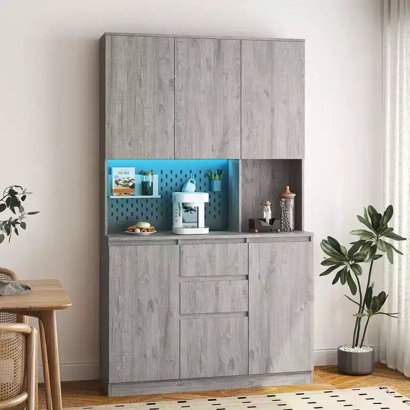 Okak 74 Buffet Autoportant avec Rangement, Armoire de Rangement Moderne avec Support Micro-ondes et Station de Recharge