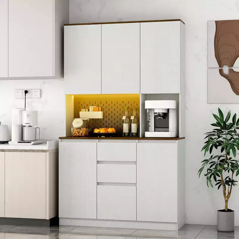 Okak 74 Buffet Autoportant avec Rangement, Armoire de Rangement Moderne avec Support Micro-ondes et Station de Recharge