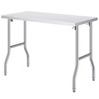 VEVOR Folding Commercial Prep Table, 48 x 24 Inch Commercial Worktable Workstation,Heavy-duty Stainless Steel Folding Table with 300 lbs Load,Silver