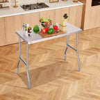 Table de préparation commerciale pliante VEVOR, poste de travail commercial de 122 x 61 cm, table pliante en acier inoxydable robuste avec charge de 136 kg, argent