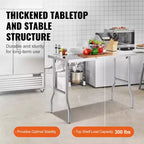 Table de préparation commerciale pliante VEVOR, poste de travail commercial de 122 x 61 cm, table pliante en acier inoxydable robuste avec charge de 136 kg, argent