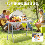 Table de préparation commerciale pliante VEVOR, poste de travail commercial de 122 x 61 cm, table pliante en acier inoxydable robuste avec charge de 136 kg, argent