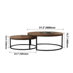 Gaoyangjiaju Table basse gigogne ronde moderne de 31,5 po, ensemble de 2 - Tables basses circulaires industrielles pour salon - Noyer/Noir