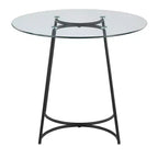 Table à manger ronde Okak Table de cuisine Table de salle à manger moderne avec plateau en verre transparent pour salle à manger