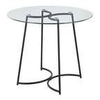 Table à manger ronde Okak Table de cuisine Table de salle à manger moderne avec plateau en verre transparent pour salle à manger