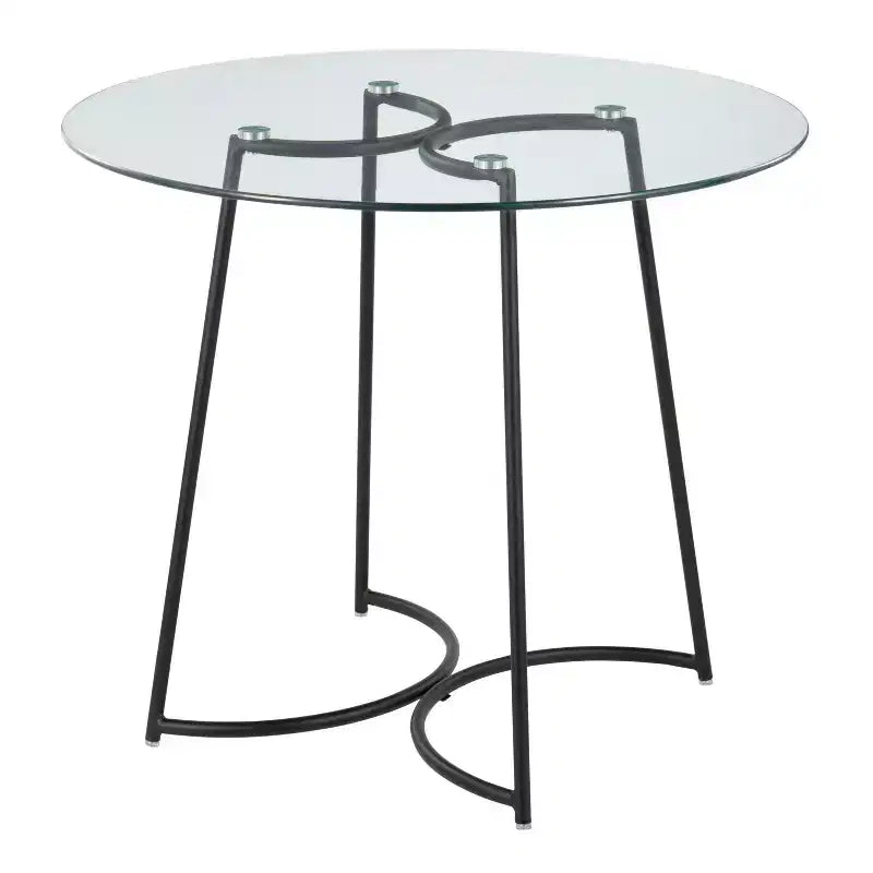 Table à manger ronde Okak Table de cuisine Table de salle à manger moderne avec plateau en verre transparent pour salle à manger