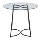 Table à manger ronde Okak Table de cuisine Table de salle à manger moderne avec plateau en verre transparent pour salle à manger