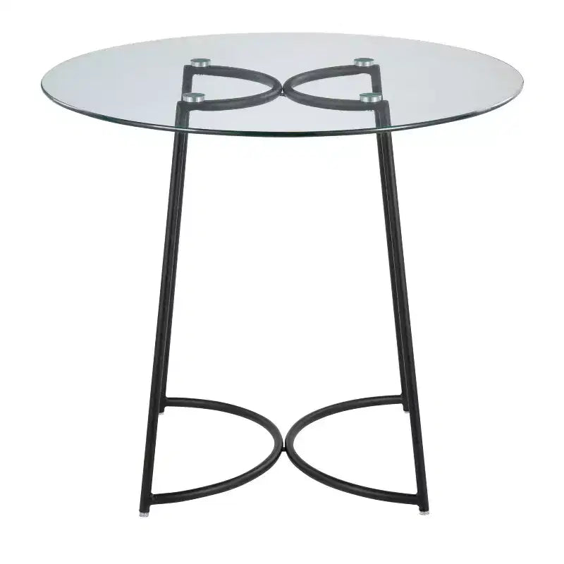 Table à manger ronde Okak Table de cuisine Table de salle à manger moderne avec plateau en verre transparent pour salle à manger