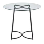 Table à manger ronde Okak Table de cuisine Table de salle à manger moderne avec plateau en verre transparent pour salle à manger