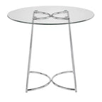 Table à manger ronde Okak Table de cuisine Table de salle à manger moderne avec plateau en verre transparent pour salle à manger