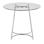 Table à manger ronde Okak Table de cuisine Table de salle à manger moderne avec plateau en verre transparent pour salle à manger