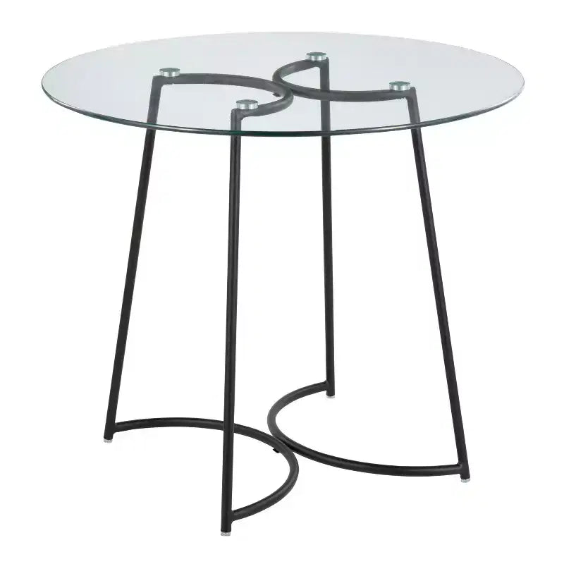 Okak Round Dining Table Kitchen Table Modern Dinette Table with Clear Glass Top for Dining Room