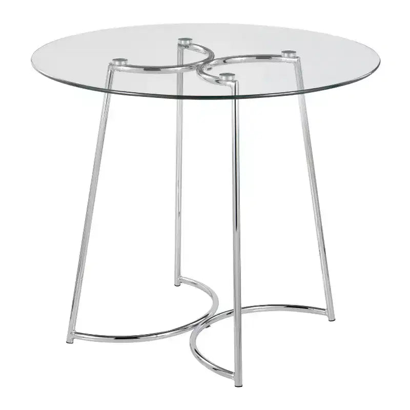 Table à manger ronde Okak Table de cuisine Table de salle à manger moderne avec plateau en verre transparent pour salle à manger