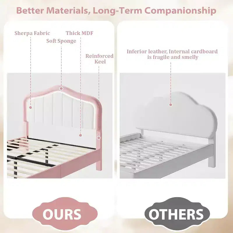 Cadre de lit plateforme capitonné Twin XL avec lumières LED et tiroir de rangement - Tête de lit en velours, support à lattes en bois, pas besoin de sommier tapissier, bleu