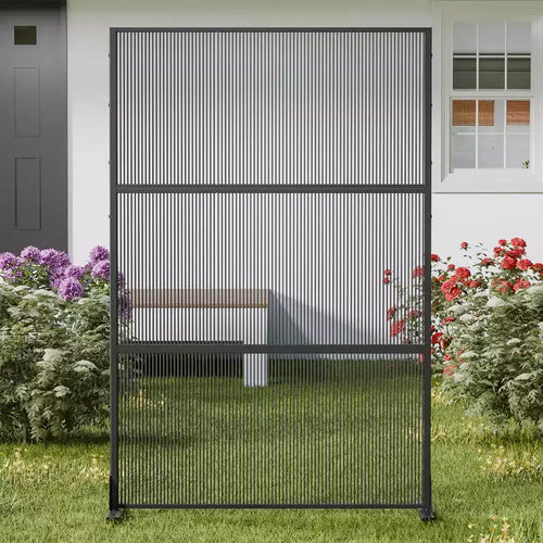 72 H47W Dovelina Black Outdoor Rattan Privacy Screen Decorative Garden Fence