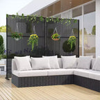 72 H47W Brise-vue extérieur en rotin Dovelina noir Clôture décorative de jardin