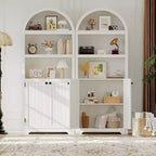 Bibliothèque étagère voûtée à 5 niveaux de 181,9 cm de haut avec portes doubles et étagère réglable, meuble de rangement moderne en bois pour salon, chambre, bureau à domicile