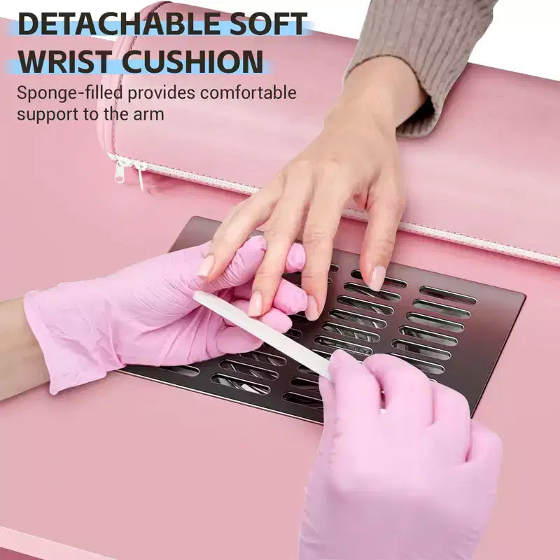 Table de manucure – Poste de travail technique avec collecteur de poussière électrique, roulettes verrouillables, 4 tiroirs et armoire pour salon de beauté