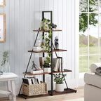 Étagère en forme de voilier, bibliothèque, design échelle à 4 niveaux, étagères de rangement autoportantes robustes, gain de place pour salon, bureau, chambre