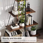 Étagère en forme de voilier, bibliothèque, design échelle à 4 niveaux, étagères de rangement autoportantes robustes, gain de place pour salon, bureau, chambre