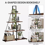 Étagère en forme de voilier, bibliothèque, design échelle à 4 niveaux, étagères de rangement autoportantes robustes, gain de place pour salon, bureau, chambre