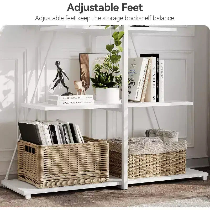 Étagère en forme de voilier, bibliothèque, design échelle à 4 niveaux, étagères de rangement autoportantes robustes, gain de place pour salon, bureau, chambre