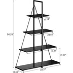 Étagère en forme de voilier, bibliothèque, design échelle à 4 niveaux, étagères de rangement autoportantes robustes, gain de place pour salon, bureau, chambre