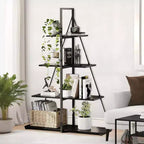 Étagère en forme de voilier, bibliothèque, design échelle à 4 niveaux, étagères de rangement autoportantes robustes, gain de place pour salon, bureau, chambre