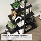 Étagère en forme de voilier, bibliothèque, design échelle à 4 niveaux, étagères de rangement autoportantes robustes, gain de place pour salon, bureau, chambre