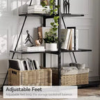 Étagère en forme de voilier, bibliothèque, design échelle à 4 niveaux, étagères de rangement autoportantes robustes, gain de place pour salon, bureau, chambre
