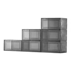 VEVOR Shoe Storage Boxes, 6 Pack Clear Stackable Shoe Boxes Storage Organizers with Magnetic Door, Fit up to US Size 13, Transparent Black