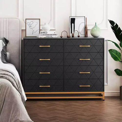 ??Commode noire 8 tiroirs pour chambre et dressing, meuble haut avec glissières à fermeture douce, kit anti-basculement | Organisateur de rangement compact de 91,9 cm de haut ?