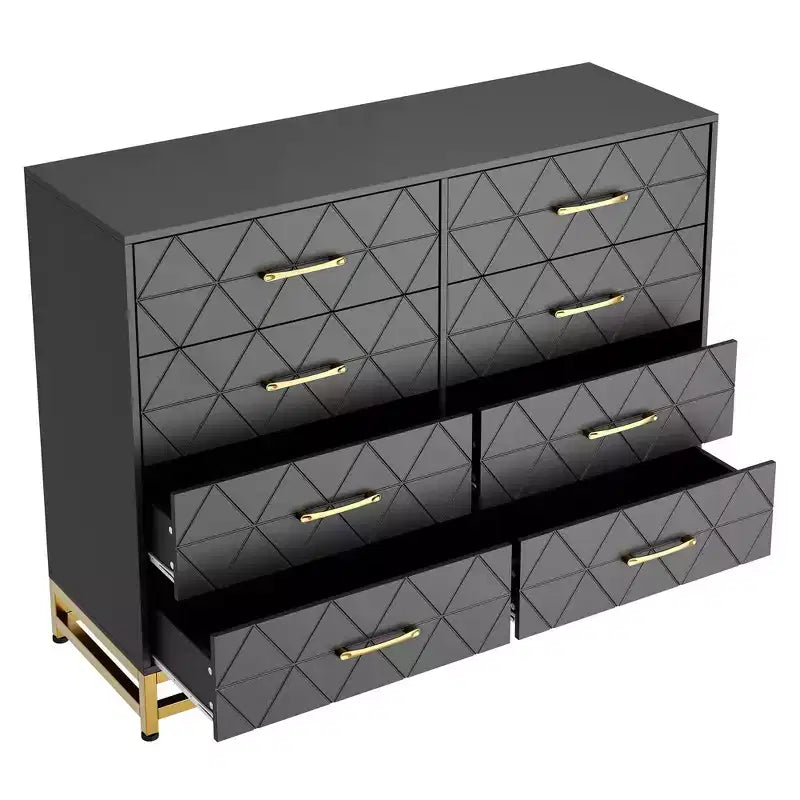 ??Commode noire 8 tiroirs pour chambre et dressing, meuble haut avec glissières à fermeture douce, kit anti-basculement | Organisateur de rangement compact de 91,9 cm de haut ?