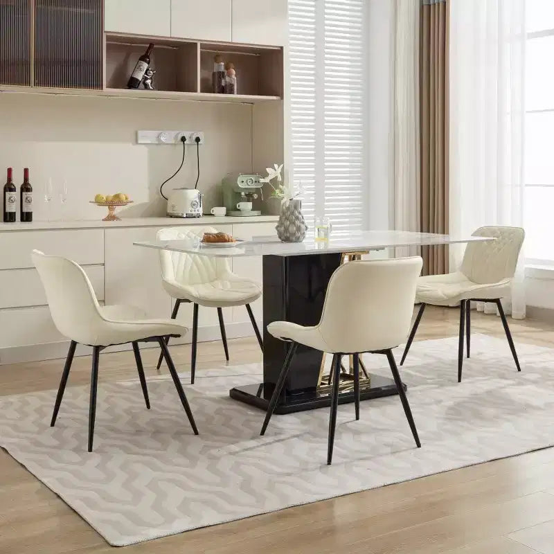 Zeus & Ruta – Lot de 2 chaises de salle à manger modernes du milieu du siècle en similicuir rembourré, confortables pour la cuisine et la salle à manger